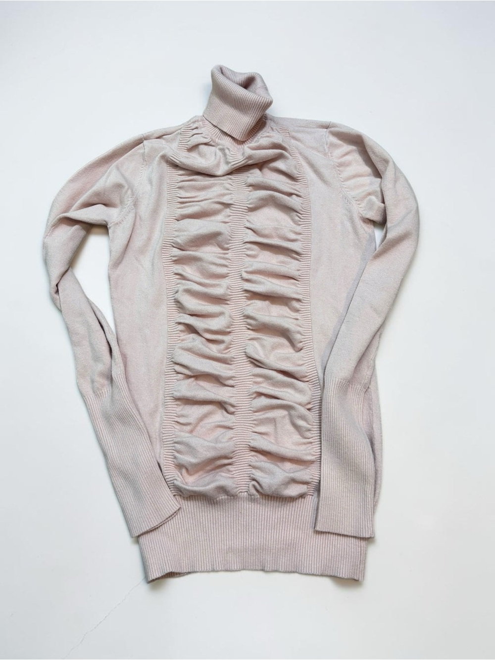 Cache Ruched Turtleneck Sweater Soft Pink Vintage XS Y2K Balletcore